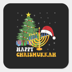 Merry Chrismukkah Happy Hanukkah 2022 Christmas Ug Quadratischer Aufkleber
