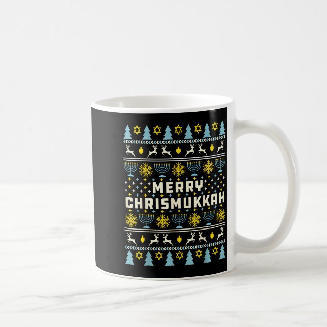 Merry Chrismukkah Happy Hanukkah Jew Ugly Christma Kaffeetasse (Rechts)