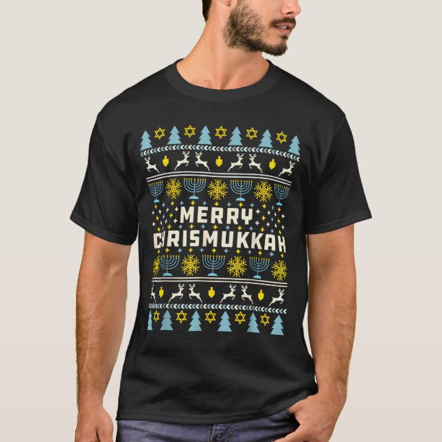 Merry Chrismukkah Happy Hanukkah Jew Ugly Christma T-Shirt (Vorderseite)