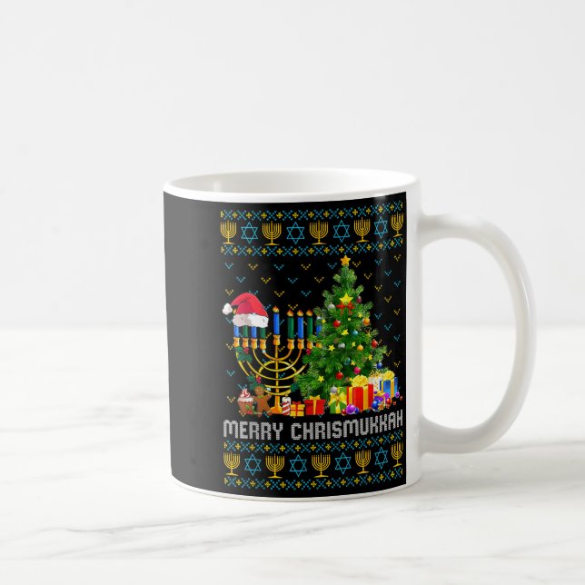 Merry Chrismukkah Happy Hanukkah Ugly Sweater Fami Kaffeetasse (Rechts)