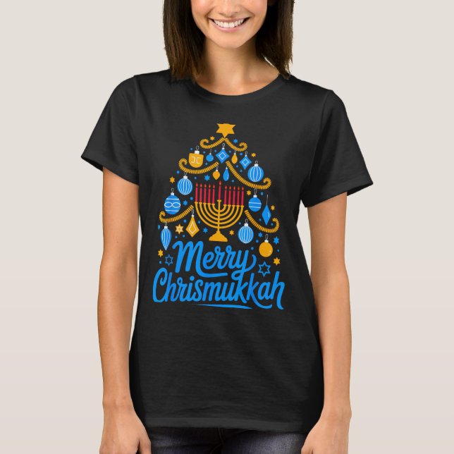 Merry Chrismukkah Holiday Hanukkah Family Matching T-Shirt (Vorderseite)