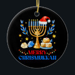 Merry Chrismukkah Holiday Hanukkah Pajama Familie  Keramik Ornament<br><div class="desc">Dieses fröhliche Christmukka Outfit ist das perfekte Hanukkah-Geschenk für jew Männer,  Frauen,  Kinder. Perfektes jüdisches Weihnachtsgeschenk,  um neben Ihrem Chanukah Ornament,  Dekorationen,  Socken,  Kerzen und Menorah während der Winterferien zu tragen!</div>