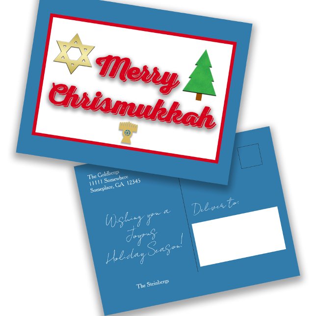 Merry Chrismukkah Intertrust Post Card Feiertagspostkarte (Von Creator hochgeladen)