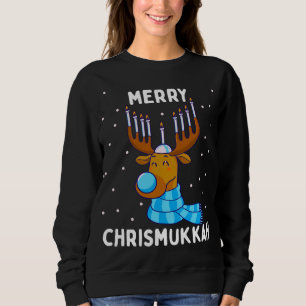 Merry Chrismukkah Jewish Christmas Hanukkah Reinde Sweatshirt