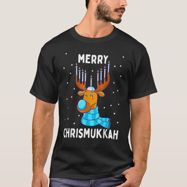 Merry Chrismukkah Jewish Christmas Hanukkah Reinde T-Shirt (Vorderseite)