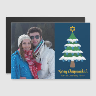 Merry Chrismukkah Jewish Holiday Foto Magnet Card