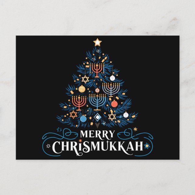 Merry Chrismukkah Jewish Holiday Hanukkah Feiertagspostkarte (Vorderseite)