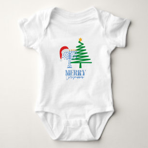 Merry Chrismukkah Menorah und Santa Baby Bodysuit Baby Strampler