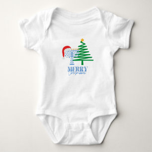 Merry Chrismukkah Menorah und Santa Baby Bodysuit Strampler