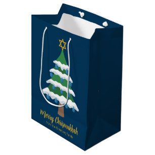 Merry Chrismukkah Niedlich Hanukkah Tree Party Mittlere Geschenktüte