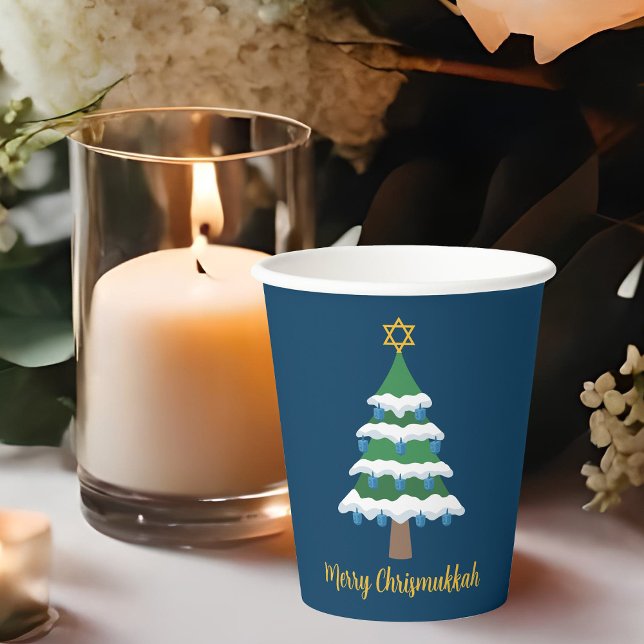 Merry Chrismukkah Niedlich Hanukkah Weihnachts-Par Pappbecher (Von Creator hochgeladen)