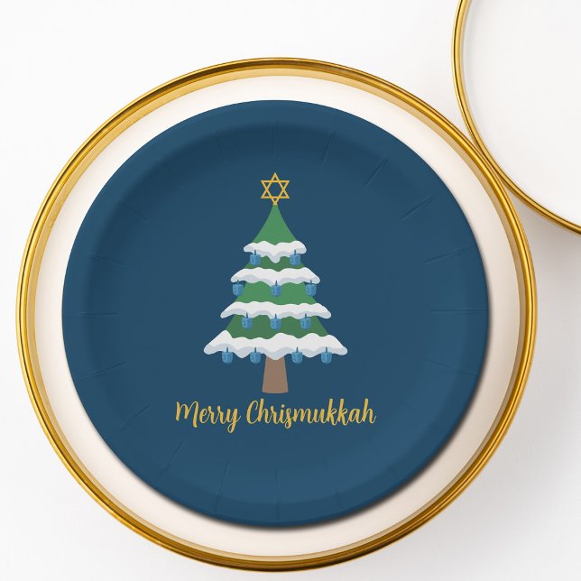 Merry Chrismukkah Niedlich Hanukkah Weihnachtsbaum Pappteller (Von Creator hochgeladen)