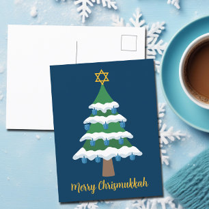 Merry Chrismukkah Niedlich Hanukkah Weihnachtsbaum Postkarte