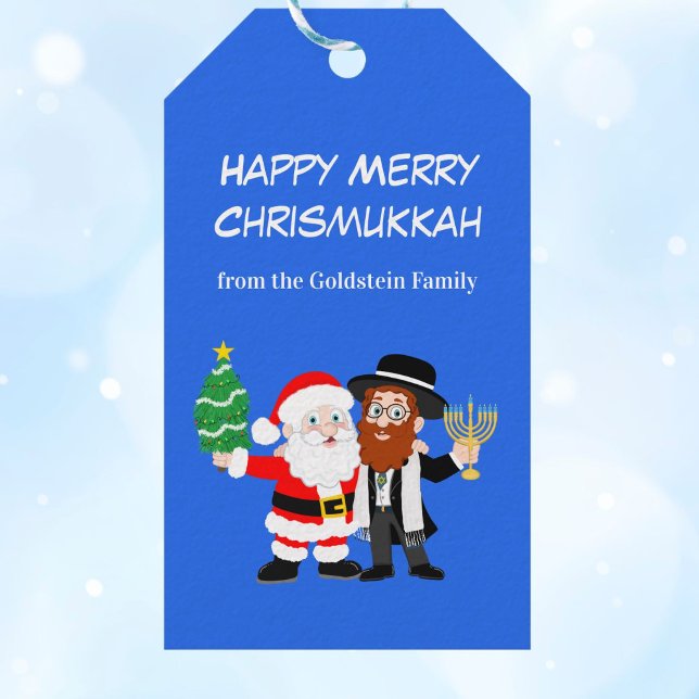 Merry Chrismukkah Santa trifft das Rabbiner-Party Geschenkanhänger (Von Creator hochgeladen)