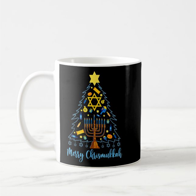 Merry Chrismukkah Weihnachtsbaum Jüdisches Happy H Kaffeetasse (Links)