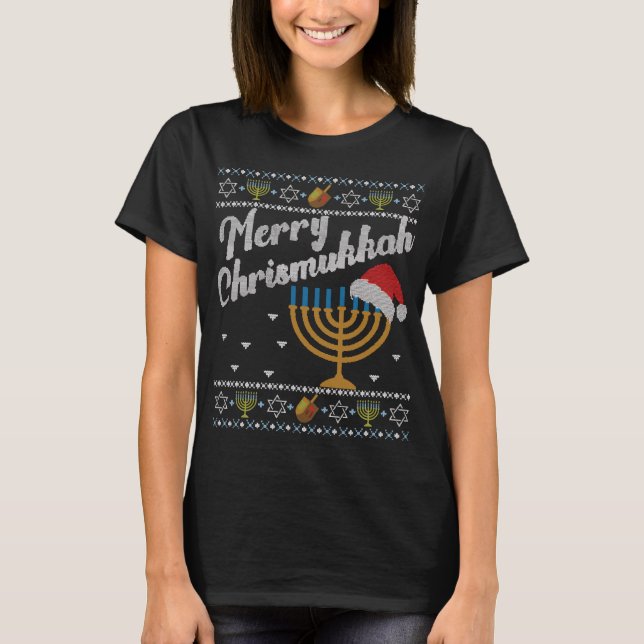Merry Chrismukkkah Weihnachten Hanukkah T-Shirt (Vorderseite)
