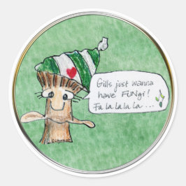 Merry ChrisMUSH Cartoon Mushroom Runder Aufkleber