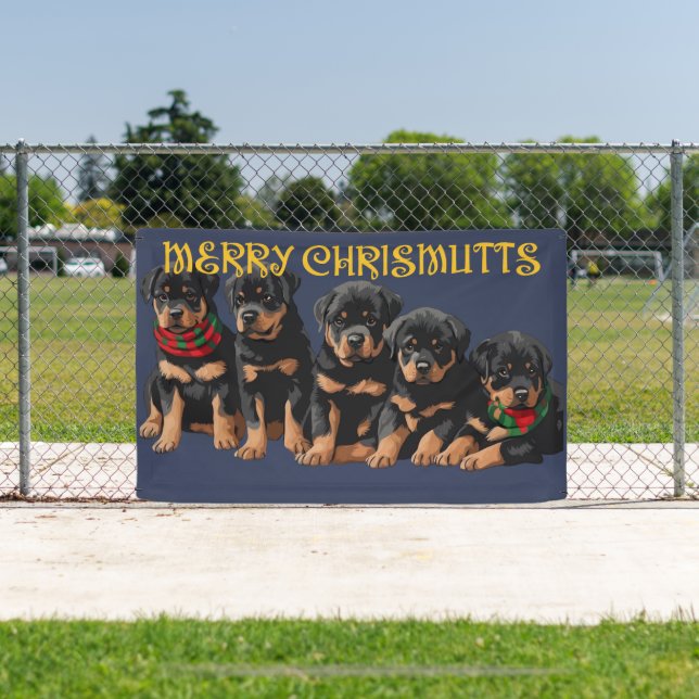 Merry Chrismutts Weihnachtsferien Welpen Festlich Banner (InSitu)