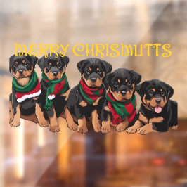 Merry Chrismutts Weihnachtsferien Welpen Festlich Fensteraufkleber