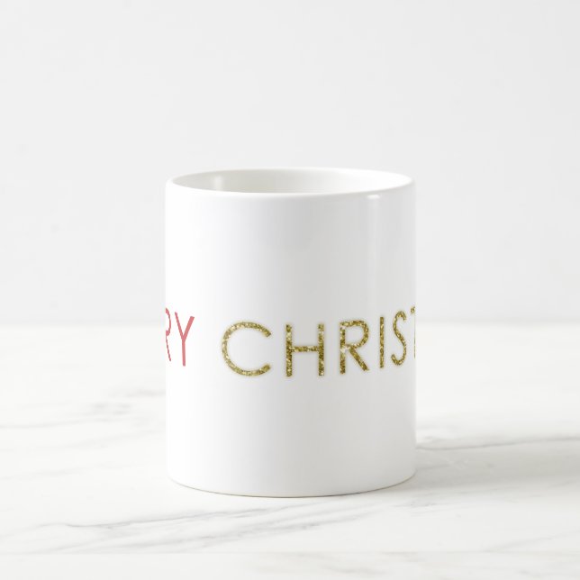 Merry Christ in Christmas Gold Glitzer Tasse (Mittel)
