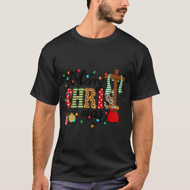 Merry Christ Mas Christian Christmas Jesus Christm T-Shirt (Vorderseite)