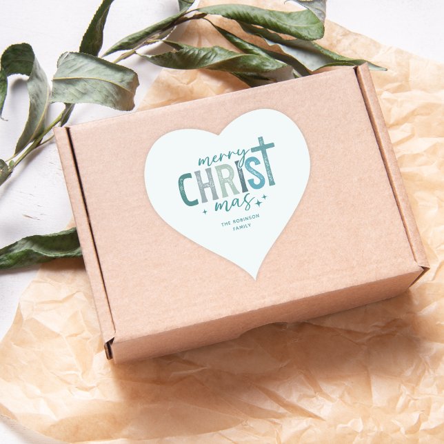 Merry Christ mas Christlich Boho Familienname Herz-Aufkleber (Von Creator hochgeladen)