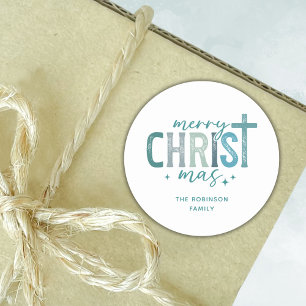 Merry Christ mas Christlich Boho Familienname Runder Aufkleber