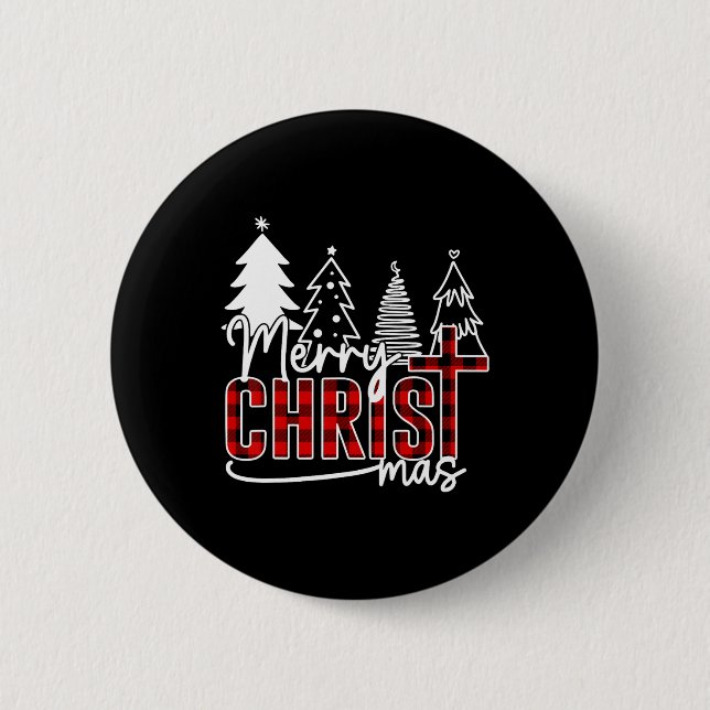 Merry Christ Mas Christlich Jesus Christmas Pjs Xm Button (Vorderseite)