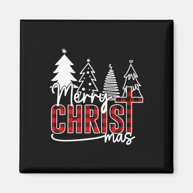Merry Christ Mas Christlich Jesus Christmas Pjs Xm Magnet (Vorne)