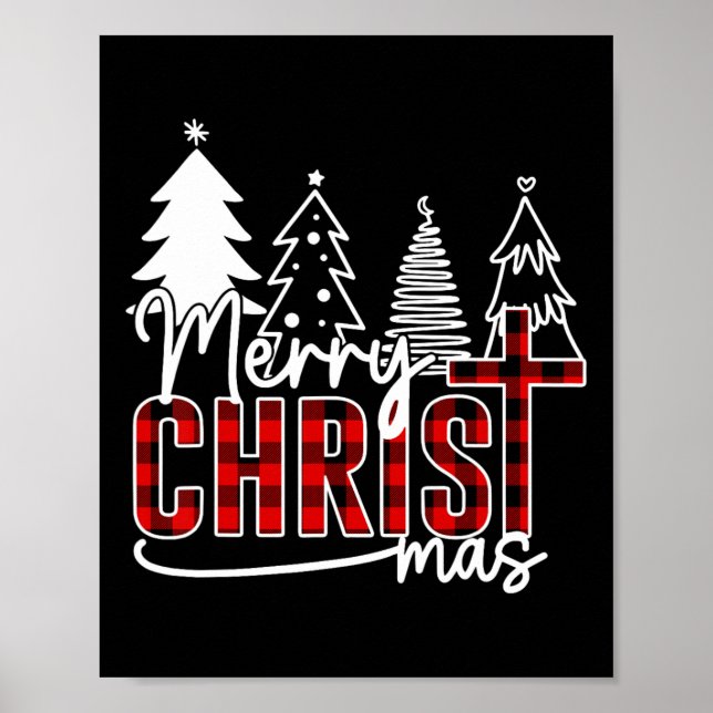 Merry Christ Mas Christlich Jesus Christmas Pjs Xm Poster (Vorne)