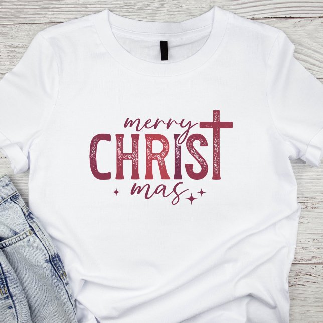 Merry Christ mas Christliche religiöse kühne rot Tri-Blend Shirt (Von Creator hochgeladen)