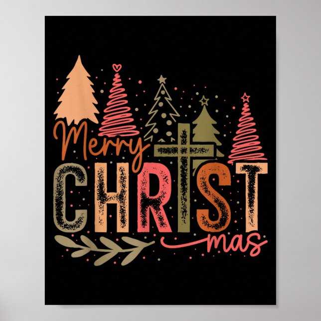 Merry Christ Mas Christmas Christian Faith Jesus C Poster (Vorne)
