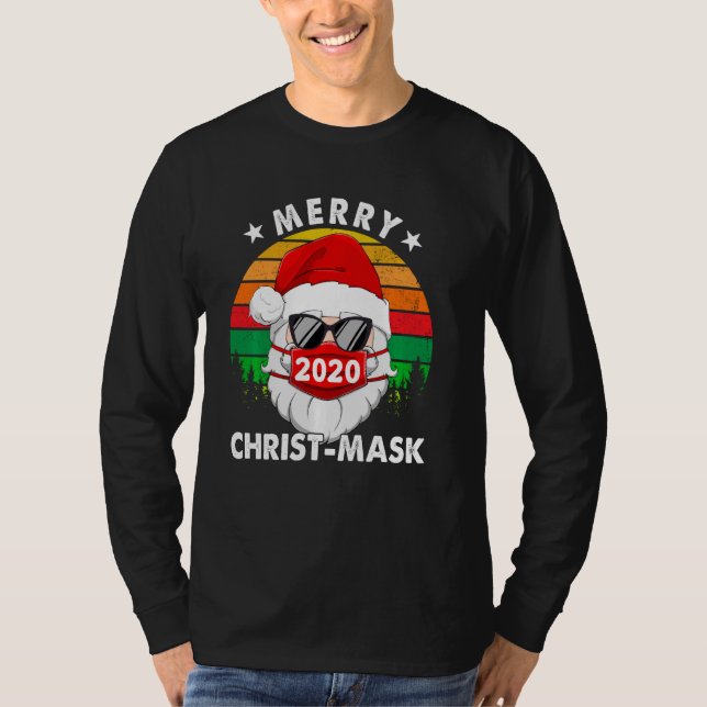 Merry Christ Mask 2020 Santa Face Maske Pajamas Fa T-Shirt (Vorderseite)