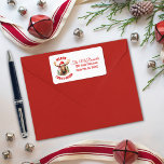 Merry Christ-moose Funny Christmas Moose Adressaufkleber<br><div class="desc">Genießen Sie den Urlaubssinn mit unserem charmanten Weihnachtsrücksennachtsschild, das mit einem lieblichen Elch auf einer Weihnachtsmannmütze und dem sonnigen Gruß "Fröhlicher Christ-Elch" besticht. Dieses Label eignet sich hervorragend, um Familie und Freunden herzliche Wünsche zu senden und während der Festsaison Lachen und Freude zu verbreiten. Das skurrile Design und das clevere...</div>