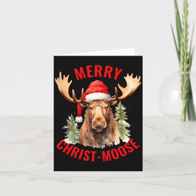 Merry Christ Moose Funny Christmas Moose  Karte (Vorderseite)
