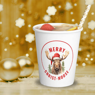 Merry Christ-moose Funny Christmas Moose Pappbecher