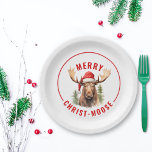 Merry Christ-moose Funny Christmas Moose Pappteller<br><div class="desc">Genießen Sie den Urlaubssinn mit unseren bezaubernden Weihnachtsbuch-Tellern, die einen lieblichen Elch auf einer Weihnachtsmannmütze mit dem sonnigen Gruß "Fröhlicher Christ-Elch" begleiten. Dieser Teller ist ideal, um Lachen und Freude während Ihrer Feierlichkeiten zu verbreiten! Das skurrile Design und das clevere Wortspiel machen es zu einer einzigartigen und reizvollen Ergänzung Ihrer...</div>