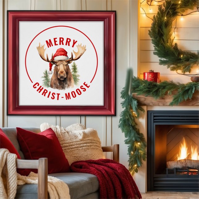 Merry Christ-moose Funny Christmas Moose Poster (Von Creator hochgeladen)