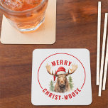 Merry Christ-moose Funny Christmas Moose Rechteckiger Pappuntersetzer<br><div class="desc">Genießen Sie den Urlaubssinn mit unseren charmanten Weihnachtsfeierlichkeiten, die von einem lieblichen Elch begleitet werden, der eine Weihnachtsmannmütze mit dem sonnigen Gruß "Fröhlicher Christ-Elch" begleitet. Dieser Untersetzer ist ideal, um Lachen und Freude während Ihrer Feierlichkeiten zu vermitteln. Das skurrile Design und das clevere Wortspiel machen es zu einer einzigartigen und...</div>