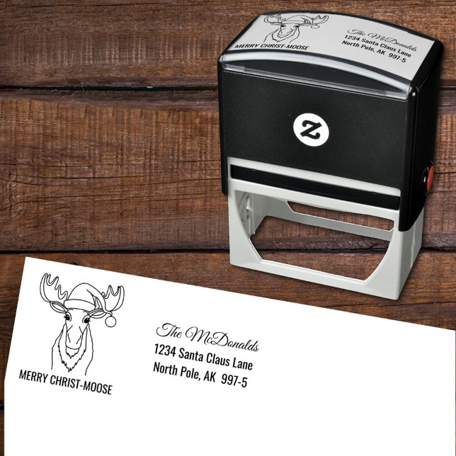 Merry Christ-Moose mit Weihnachtsmannmütze Rücksen Permastempel (Von Creator hochgeladen)