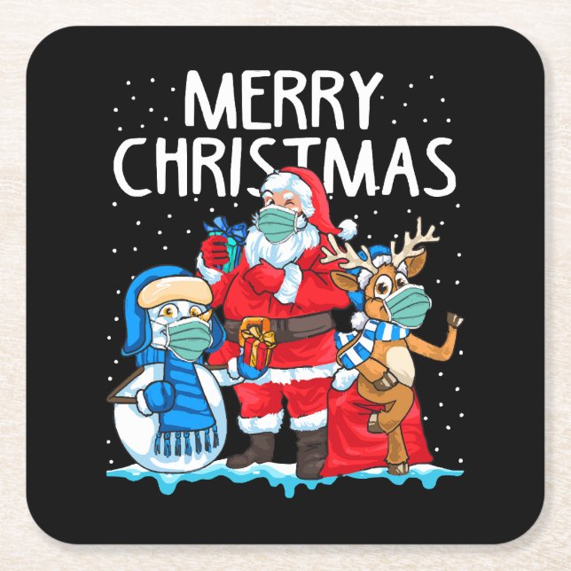 Merry Christmas 2023 Rechteckiger Pappuntersetzer (Vorderseite)