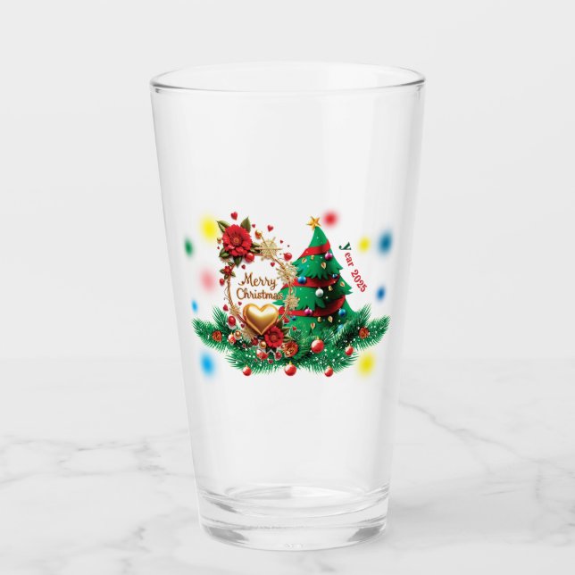 Merry Christmas 2025 Drinkware Glas (Vorderseite)