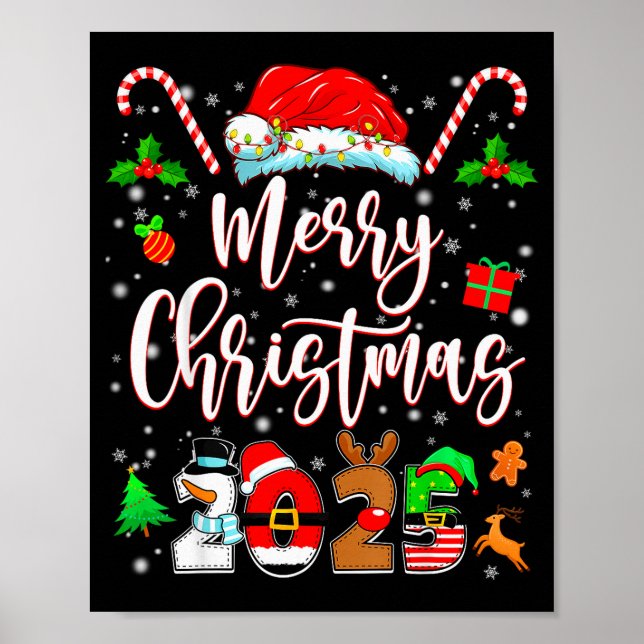 Merry Christmas 2025 Family Matching Pajamas Xmas  Poster (Vorne)