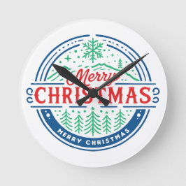 Merry Christmas 2 Runde Wanduhr