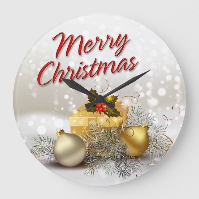 Merry Christmas 36 Wall Clock Große Wanduhr (Vorderseite)