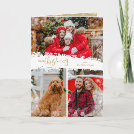 Merry Christmas 3 Photo Collage Folded Feiertagskarte