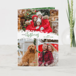 Merry Christmas 3 Photo Collage Folded Feiertagskarte
