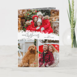 Merry Christmas 3 Photo Collage Folded Feiertagskarte