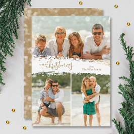 Merry Christmas 3 Photo Collage Holiday Card Feiertagskarte