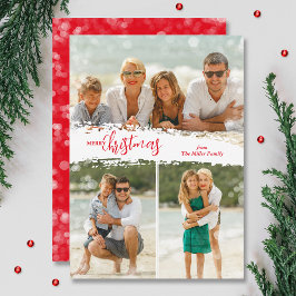 Merry Christmas 3 Photo Collage Holiday Card Feiertagskarte